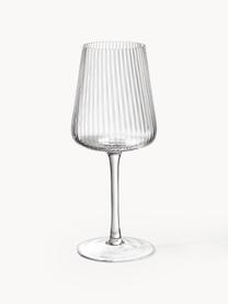 Bicchiere da vino rosso fatto a mano con struttura scanalata Cami 4 pz, Vetro soffiato, Trasparente, Ø 9 x Alt. 24 cm