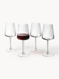 Bicchiere da vino rosso fatto a mano con struttura scanalata Cami 4 pz, Vetro soffiato, Trasparente, Ø 9 x Alt. 24 cm