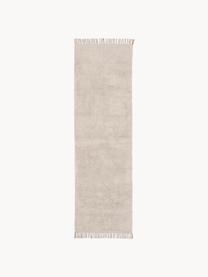 Handgetufteter Baumwollläufer Daya mit Fransen, Hellbeige, B 80 x L 200 cm