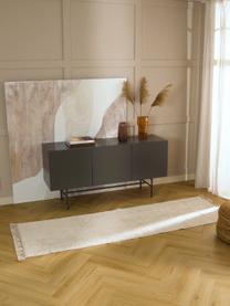 Handgetufte katoenen loper Daya met franjes, Lichtbeige, B 80 x L 300 cm