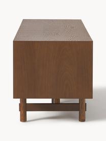Credenza bassa in legno di quercia Diana, Gambe: legno massello di quercia, Maniglie: lega di alluminio, Legno scuro, Larg. 180 x Alt. 50 cm