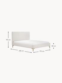 Gestoffeerd bed Peace, Bekleding: polyester (gestructureerd, Frame: massief grenenhout en pla, Poten: gepoedercoat metaal Dit p, Geweven stof greige, B 180 x L 200 cm