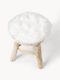 Galette de chaise en fourrure synthétique frisée Morten, Blanc cassé, Ø 37 cm