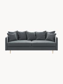 Sofa z aksamitu Esme (3-osobowa), Tapicerka: 100% aksamit poliestrowy , Nogi: metal powlekany, Stalowoszary aksamit, S 214 x G 96 cm