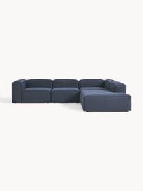 Narożna sofa modułowa XL Lennon, Tapicerka: 100% poliester Dzięki tka, Stelaż: lite drewno sosnowe, skle, Nogi: tworzywo sztuczne Ten pro, Ciemnoniebieska tkanina, S 329 x G 269 cm,  prawostronna