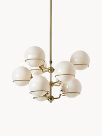 Grande suspension en verre Carey, Blanc crème, doré, Ø 61 x haut. 95 cm