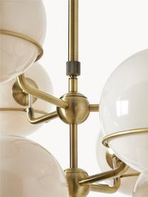 Grande suspension en verre Carey, Blanc crème, doré, Ø 61 x haut. 95 cm