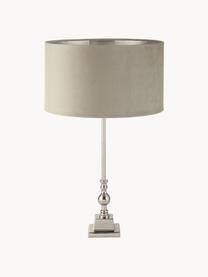 Lampe à poser en velours Whitby, Beige, argenté, Ø 39 x haut. 52 cm