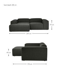 Modulares Ecksofa Dylan in Anthrazit, Bezug: 100% Polyester Der strapa, Gestell: Massives Kiefernholz, Spe, Schwarz, B 335 cm x T 201 cm