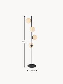 Lámpara de pie soplada Twist, Pantalla: vidrio, Estructura: metal recubierto, Cable: cubierto en tela, Negro, 150 ml