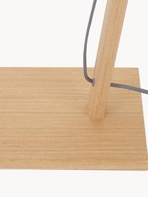 Skandi-Leselampe Woody, Lampenschirm: Baumwollgemisch, Lampenfuß: Metall mit Echtholzfurnie, Helles Holz, Weiß, H 166 cm x T 81 cm
