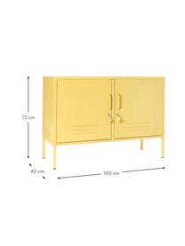 Credenza in metallo The Lowdown, Acciaio verniciato a polvere, Giallo chiaro, Larg. 100 x Alt. 72 cm