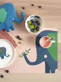 Tischsets Leo Emma Elefant, 2 Stück, PVC mit Lederoptik, Peach, Dunkelblau, Grün, B 33 x L 46 cm