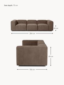 Modulaire bank Lena (4-zits), Bekleding: geweven stof (88% polyest, Frame: grenenhout, multiplex, ha, Poten: kunststof, Geweven stof donkerbruin, B 284 x D 106 cm