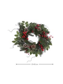 Künstlicher Weihnachtskranz Jackson, Kunststoff, Dunkelgrün, Rot, Weiss, Ø 40 cm
