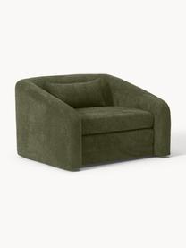 Fauteuil convertible en peluche-bouclé Eliot, Peluche-bouclé vert foncé, larg. 100 x prof. 94 cm