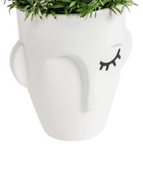 Vaso viso in ceramica bianca Amenna, Ceramica, Bianco, nero, Larg. 16 x Alt. 18 cm