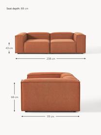 Modulares Sofa Lennon (3-Sitzer), Bezug: Polyester Der hochwertige, Gestell: Massives Kiefernholz, Spe, Füße: Kunststoff Dieses Produkt, Webstoff Terrakotta, B 238 x T 119 cm