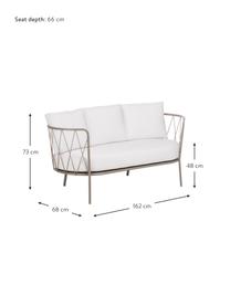 Gartensofa Sunderland mit Sitzpolster (2-Sitzer), Gestell: Stahl, galvanisch verzink, Bezug: Polyacryl, Gestell: Taupe Sitz- und Rückenkissen: Creme, B 162 x T 68 cm