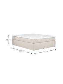 Boxspringbett Roma ohne Kopfteil in Beige, Matratze: 5-Zonen-Taschenfederkern, Füße: Kunststoff, Beige, 140 x 200 cm