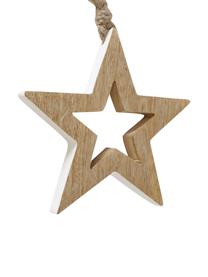 Kerstboomhangersset Janus, 2 stuks, Licht hout, wit, Set met verschillende formaten