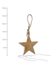 Adornos para colgar estrellas Janus, 2 uds., Figura: madera recubierta, Madera clara, blanco, Set de diferentes tamaños