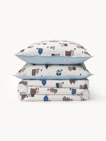 Funda nórdica doble cara de percal invernal Homecoming, Blanco, multicolor, Cama 90 cm (155 x 220 cm)