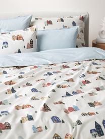 Funda nórdica doble cara de percal invernal Homecoming, Blanco, multicolor, Cama 90 cm (155 x 220 cm)