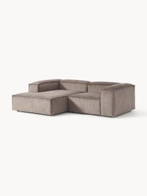 Sofá rinconera modular de pana Lennon, Tapizado: pana (92% poliéster, 8% p, Estructura: madera de pino maciza, ma, Patas: plástico Este producto es, Pana gris pardo, An 238 x F 180 cm, chaise longue derecha