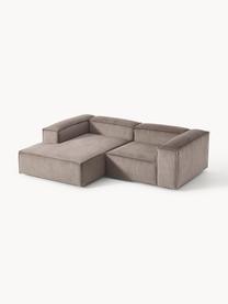 Sofá rinconera modular de pana Lennon, Tapizado: pana (92% poliéster, 8% p, Estructura: madera de pino maciza, ma, Patas: plástico Este producto es, Pana gris pardo, An 238 x F 180 cm, chaise longue derecha