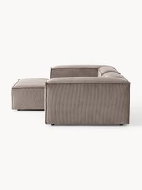 Sofá rinconera modular de pana Lennon, Tapizado: pana (92% poliéster, 8% p, Estructura: madera de pino maciza, ma, Patas: plástico Este producto es, Pana gris pardo, An 238 x F 180 cm, chaise longue derecha