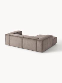 Sofá rinconera modular de pana Lennon, Tapizado: pana (92% poliéster, 8% p, Estructura: madera de pino maciza, ma, Patas: plástico Este producto es, Pana gris pardo, An 238 x F 180 cm, chaise longue derecha