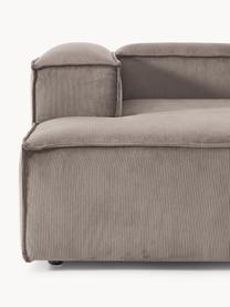 Narożna sofa modułowa ze sztruksu Lennon, Tapicerka: sztruks (92% poliester, 8, Stelaż: lite drewno sosnowe, skle, Nogi: tworzywo sztuczne Ten pro, Taupe sztruks, S 238 x G 180 cm, prawostronna