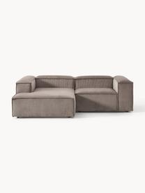 Sofá rinconera modular de pana Lennon, Tapizado: pana (92% poliéster, 8% p, Estructura: madera de pino maciza, ma, Patas: plástico Este producto es, Pana gris pardo, An 238 x F 180 cm, chaise longue derecha