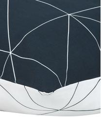 Taie d'oreiller 65x65 réversible en coton renforcé Marla, 2 pièces, Bleu marine, blanc, 65 x 65 cm