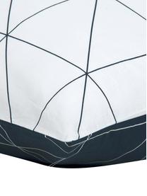 Taie d'oreiller 65x65 réversible en coton renforcé Marla, 2 pièces, Bleu marine, blanc, 65 x 65 cm
