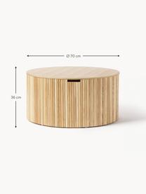 Table basse avec rangement Nele, MDF (panneau en fibres de bois à densité moyenne) avec placage en frêne, Bois, Ø 70 cm