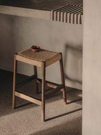 Eichenholz-Hocker Yalia mit geflochtener Sitzfläche, Sitzfläche: Papierseil, Gestell: Eichenholz, lackiert Dies, Beige, Eichenholz dunkel, B 45 x H 66 cm