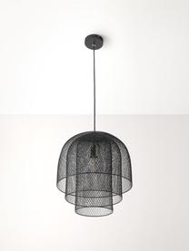 Lámpara de techo de metal Louie, Pantalla: metal con pintura en polv, Anclaje: metal con pintura en polv, Cable: cubierto en tela, Negro, Ø 40 x Al 43 cm