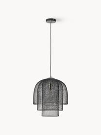 Metalen hanglamp Louie, Lamp: vermessingd metaal, Zwart, Ø 40 x H 43 cm