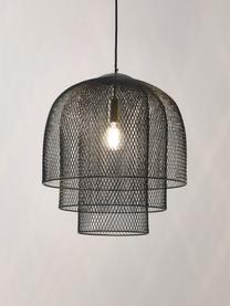 Metalen hanglamp Louie, Lamp: vermessingd metaal, Zwart, Ø 40 x H 43 cm