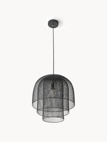 Metalen hanglamp Louie, Lamp: vermessingd metaal, Zwart, Ø 40 x H 43 cm