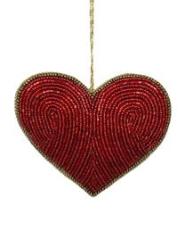 Baumanhänger Heart, 2 Stück, Rot, Goldfarben, 10 x 8 cm