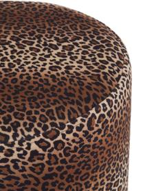 Fluwelen poef Daisy met bruin luipaardpatroon, Bekleding: fluweel (polyester)., Frame: multiplex, Bruin, Ø 38 x H 45 cm