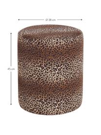 Pouf rond velours Daisy, Brun, Ø 38 x haut. 45 cm