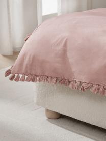 Pościel z bawełny z chwostami Polly, Brudny różowy, 135 x 200 cm + 1 poduszka 80 x 80 cm