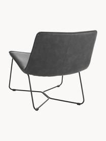 Kunstleren lounge fauteuil Barrel, Bekleding: 100% kunstleer, Frame: gecoat metaal, Kunstleer zwart, B 68 x D 64 cm