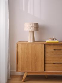 Tafellamp Nyla met asymmetrische lampenkap, Lamp: linnen, Beige, B 6 x H 26 cm