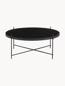 Mesa de centro redonda Cupid, tablero de vidrio extraíble, Estructura: metal con pintura en polv, Tablero: vidrio negro, Negro, Ø 83 cm