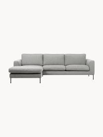 Ecksofa Cucita (3-Sitzer), Bezug: Webstoff (100% Polyester), Gestell: Massives Kiefernholz, FSC, Füße: Metall, lackiert, Webstoff Grau, B 262 x T 163 cm, Eckteil links